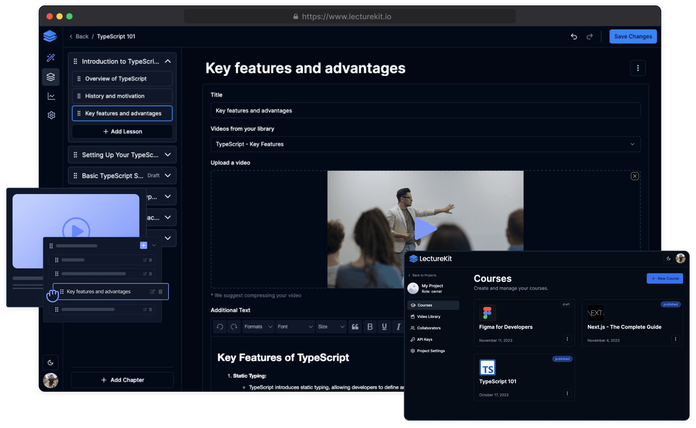 Drag and drop course builder